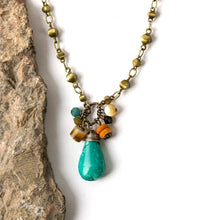 Load image into Gallery viewer, Turquoise, Apatite, Mother of Pearl Cluster Necklace