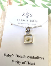 Load image into Gallery viewer, Silver Botanical Necklace - Tiny Square