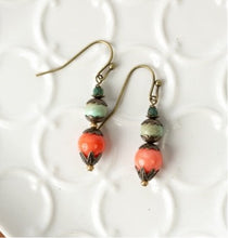 Load image into Gallery viewer, Amazonite, Czech Glass Earrings