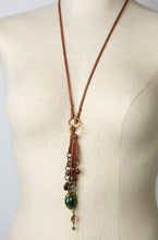 Load image into Gallery viewer, Adjustable Crystal, Smoky Quartz, Chalcedony Tassel Necklace
