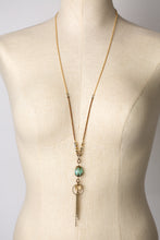 Load image into Gallery viewer, Chalcedony and Czech Glass Tassel Necklace
