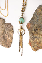 Load image into Gallery viewer, Chalcedony and Czech Glass Tassel Necklace