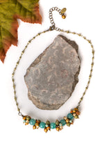Load image into Gallery viewer, Gemstone Cluster Necklace - Agate, Cat's Eye, Amazonite, Pearl