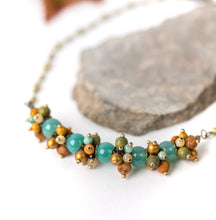 Load image into Gallery viewer, Gemstone Cluster Necklace - Agate, Cat's Eye, Amazonite, Pearl