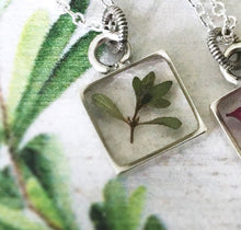 Load image into Gallery viewer, Silver Botanical Necklace - Small Square