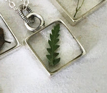 Load image into Gallery viewer, Silver Botanical Necklace - Small Square