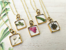 Load image into Gallery viewer, Gold Botanical Necklace - Small Square