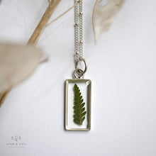 Load image into Gallery viewer, Silver Botanical Necklace - Large Rectangle