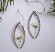Load image into Gallery viewer, Silver Botanical Earrings - Marquise