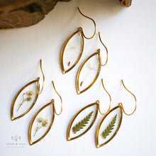 Load image into Gallery viewer, Gold Botanical Earrings- Marquise