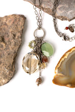 Load image into Gallery viewer, Citrine, Prehnite, & Jasper Tassel Necklace