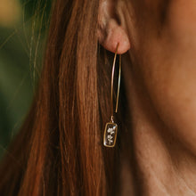 Load image into Gallery viewer, Gold Botanical Earrings - Tiny Rectangle Threaders