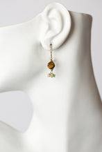 Load image into Gallery viewer, Chrysoprase, Cats Eye Herringbone Cluster Earrings