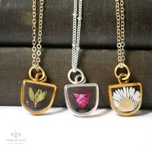 Load image into Gallery viewer, Silver Botanical Necklace - Half-Circle