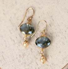 Load image into Gallery viewer, Crystal Herringbone & Pearl Earrings