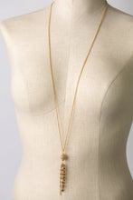 Load image into Gallery viewer, Green Cats Eye, Garnet, Pink Tourmaline Tassel Necklace