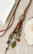 Load image into Gallery viewer, Adjustable Crystal, Smoky Quartz, Chalcedony Tassel Necklace