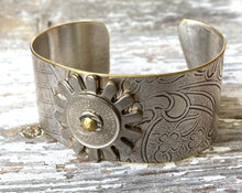 Load image into Gallery viewer, Up-Cycled Geared Sunburst Cuff