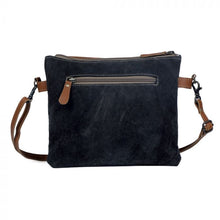 Load image into Gallery viewer, Up-Cycled Canvas, Genuine Leather, & Natural Hair-On Shoulder Bag/Cross-body Bag