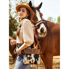 Load image into Gallery viewer, Up-Cycled Canvas, Genuine Leather, & Natural Hair-On Shoulder Bag/Cross-body Bag