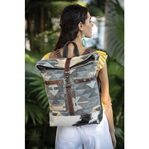 Up-Cycled Canvas, Genuine Leather, & Natural Hair-On Backpack