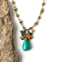 Load image into Gallery viewer, Turquoise, Apatite, Mother of Pearl Cluster Necklace
