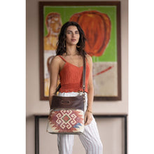 Load image into Gallery viewer, Up-Cycled Canvas &amp; Genuine Leather Shoulder Bag/Cross-body Bag
