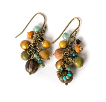 Turquoise, Apatite, Jasper Cluster Earrings