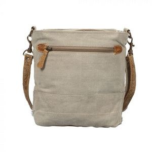 Up-Cycled Canvas, Genuine Leather, & Natural Hair-On Leather Shoulder Bag/Cross-body Bag