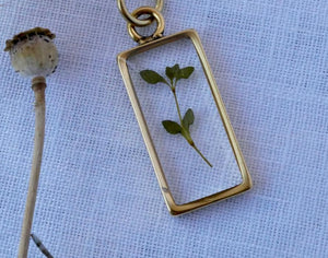 Gold Botanical Necklace - Large Rectangle