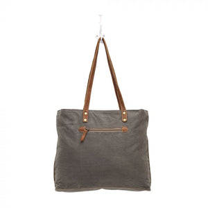 Up-Cycled Canvas & Genuine Leather Tote Bag