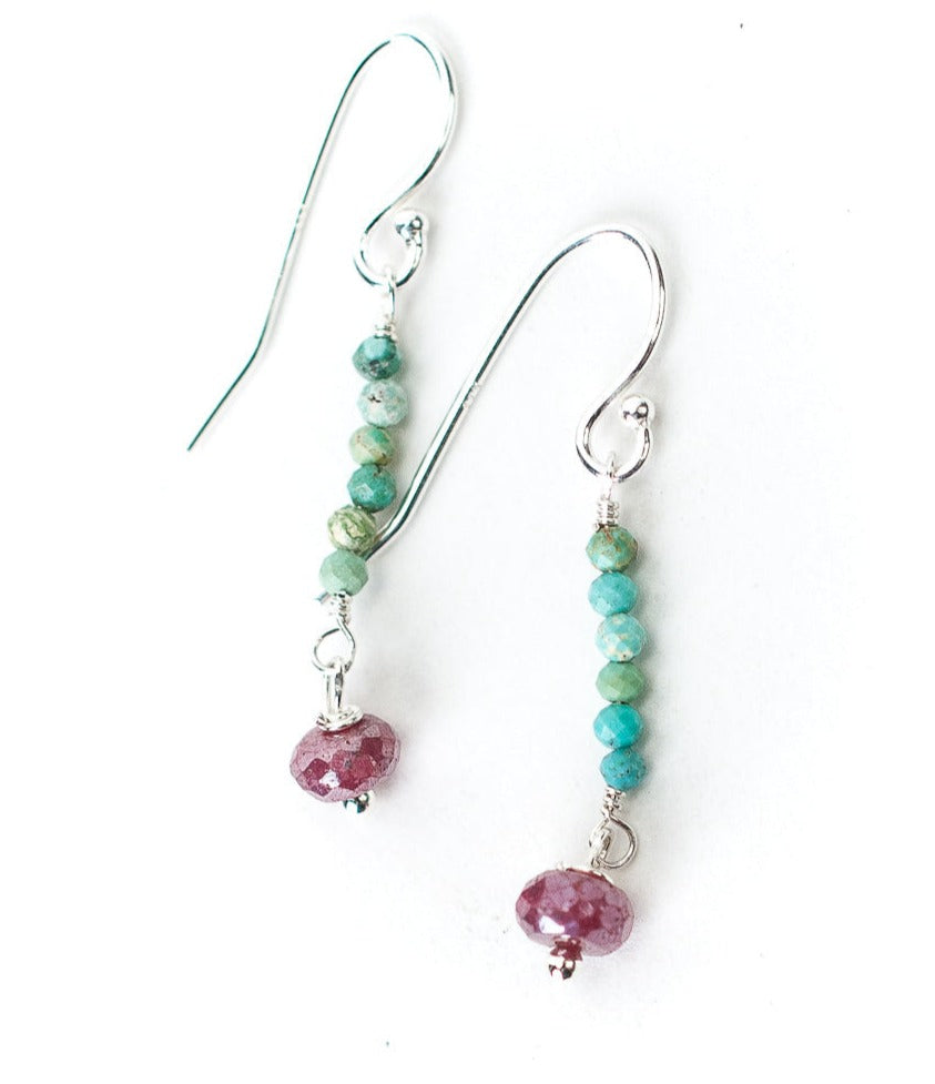 Turquoise & Ruby Earrings