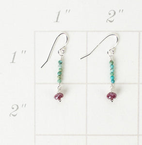 Turquoise & Ruby Earrings