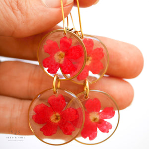 Gold Botanical Earrings - Verbena & Wild Daisy
