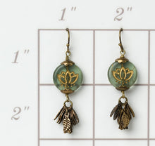 Load image into Gallery viewer, Czech Glass Green Lotus Earrings
