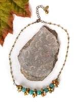 Load image into Gallery viewer, Gemstone Cluster Necklace - Agate, Cat&#39;s Eye, Amazonite, Pearl
