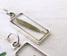 Load image into Gallery viewer, Silver Botanical Necklace - Large Rectangle
