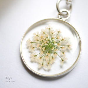 Silver Botanical Necklace - Large Round