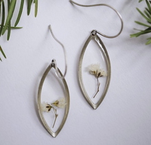 Load image into Gallery viewer, Silver Botanical Earrings - Marquise
