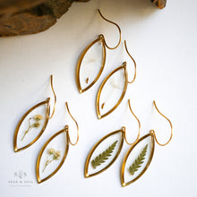 Load image into Gallery viewer, Gold Botanical Earrings- Marquise
