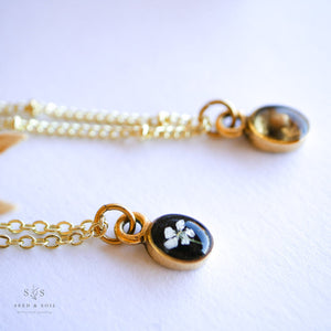 Gold Botanical Necklace - Tiny Oval