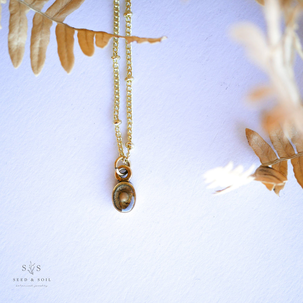 Gold Botanical Necklace - Tiny Oval