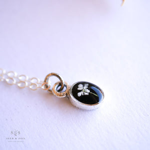 Silver Botanical Necklace - Tiny Oval