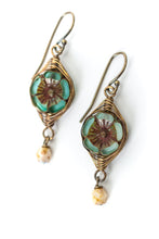 Load image into Gallery viewer, Czech Glass Herringbone Earrings
