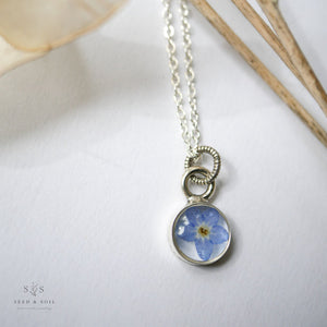 Silver Botanical Necklace - Small Circle