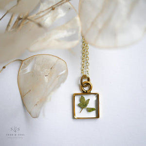 Gold Botanical Necklace - Small Square