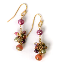 Load image into Gallery viewer, Tourmaline, Crystal, &amp; Pearl Earrings
