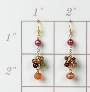Tourmaline, Crystal, & Pearl Earrings