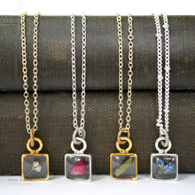 Load image into Gallery viewer, Silver Botanical Necklace - Tiny Square
