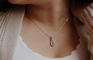 Silver Botanical Necklace - Small Teardrop